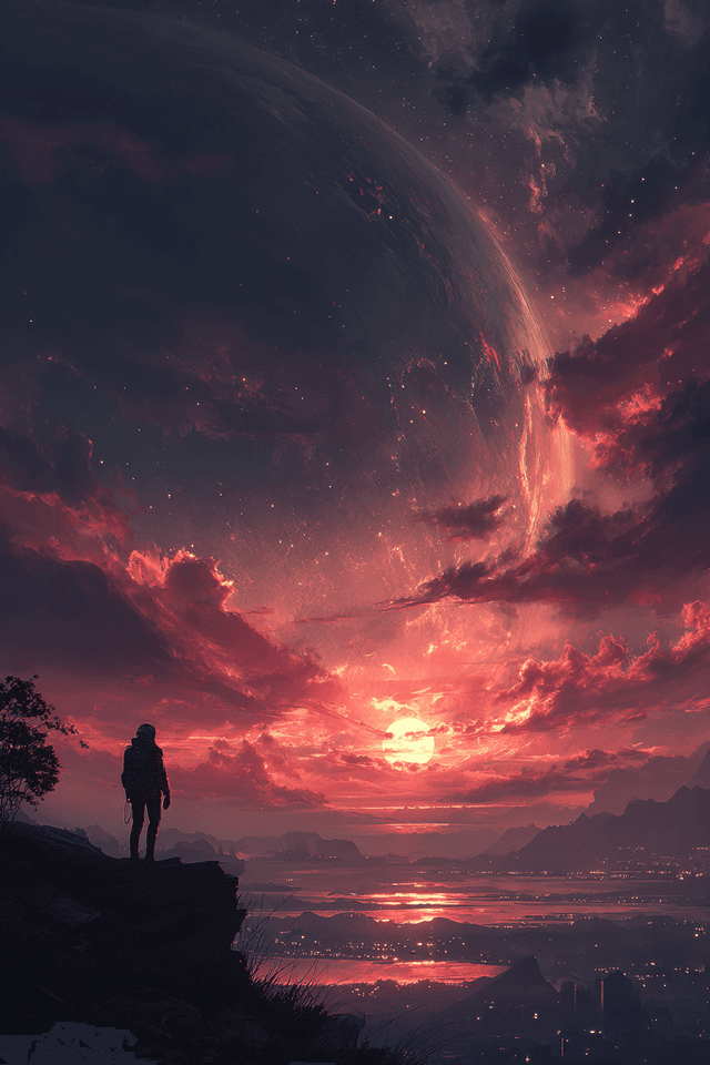 A cinematic photograph of a lone astronaut standing - AI-generated image created with Midjourney. Prompt: "A cinematic photograph of a lone astronaut standing"