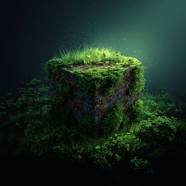 A minecraft grass block - AI-generated image created with Midjourney. Prompt: "a minecraft grass block"